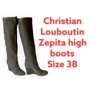 Christian Loubotin Civiliza 100 wedge-heel Knee-high boots womens